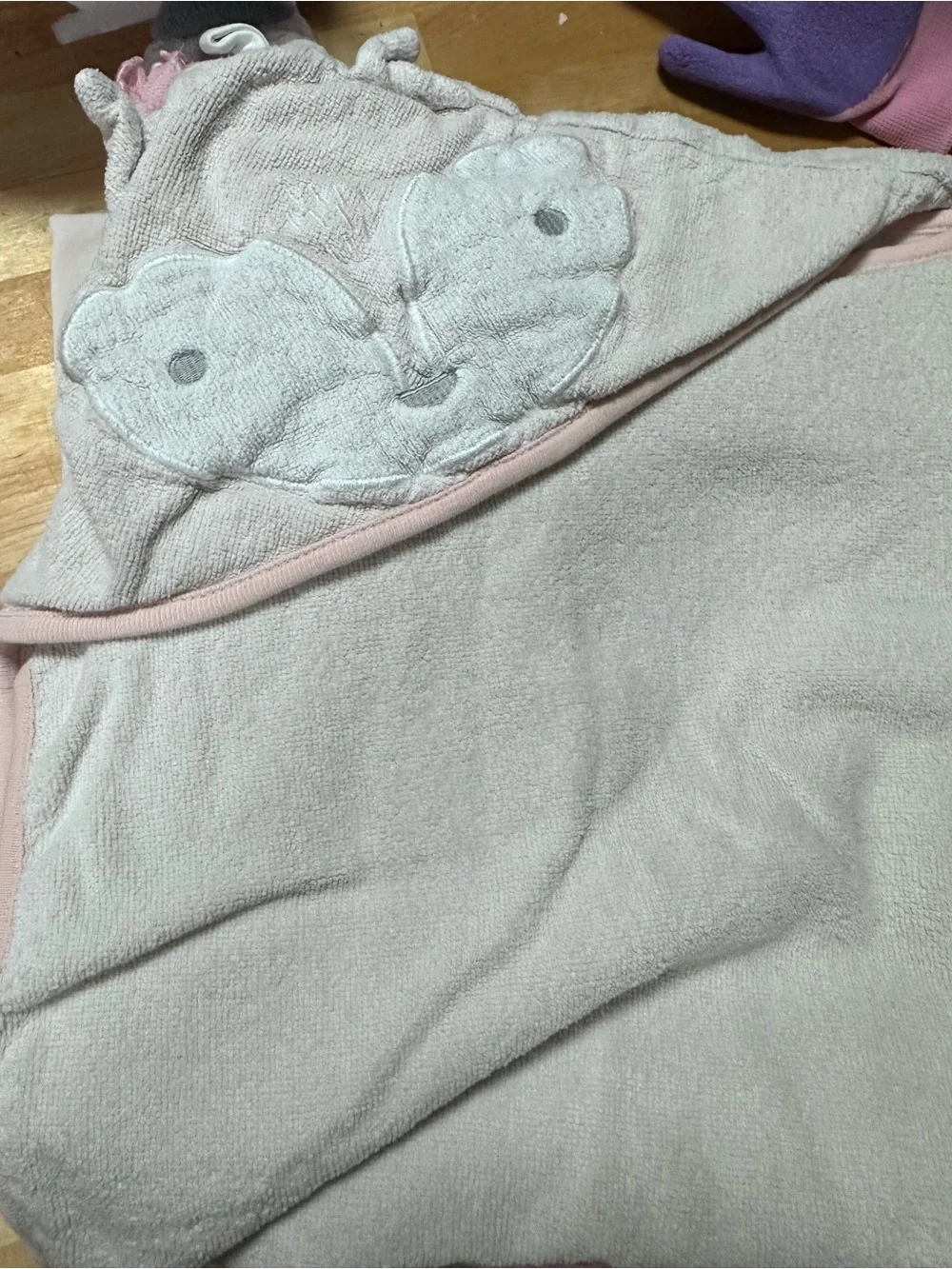Soft Pink and White Baby Bath Towel Set 9 total